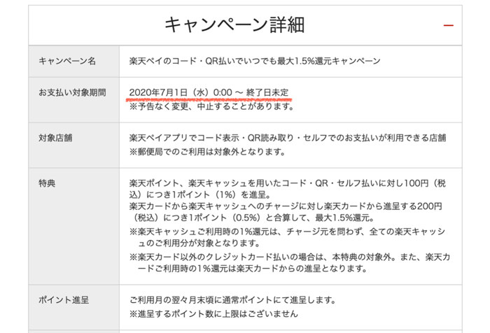 楽天ペイのキャンペーンの詳細