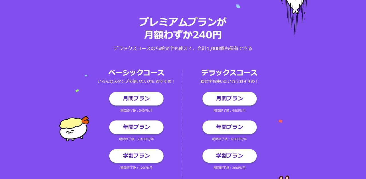 LINEスタンププレミアムの料金やプラン